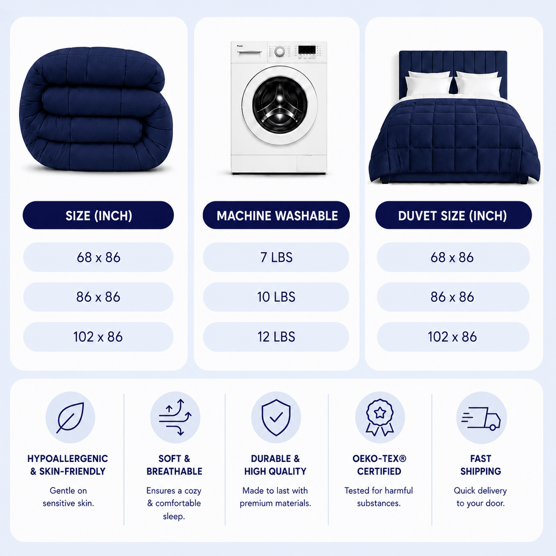 The Everyday Comforter Dark Blue